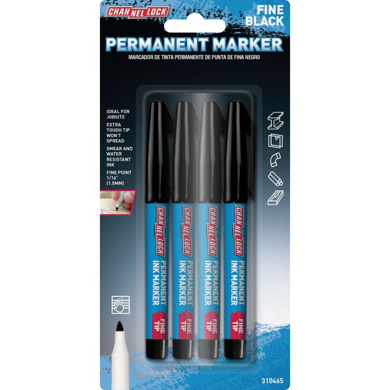 Channellock Fine Tip Marker Black (Pack of 6)
