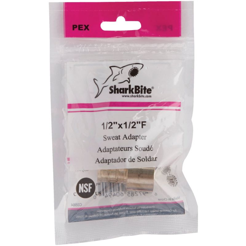 SharkBite Brass Female Sweat PEX Adapter 1/2 In. Female Sweat X 1/2 In. CF