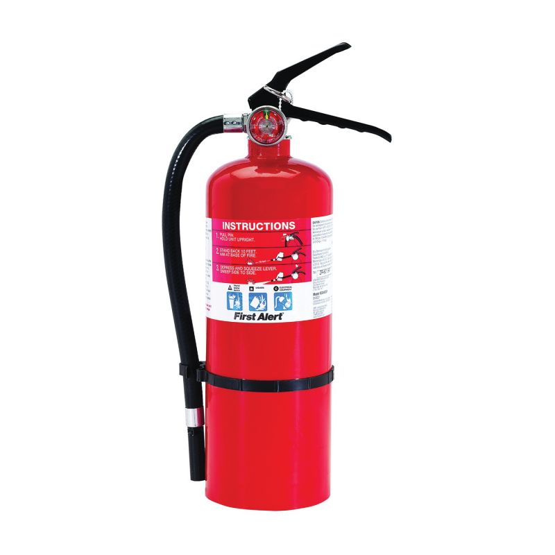 First Alert PRO5 Fire Extinguisher, 5 lb, Monoammonium Phosphate, 3-A:40-B:C Class, Wall 5 Lb, Red