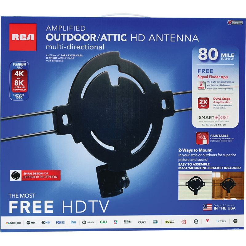 RCA Amplified Outdoor Antenna Black