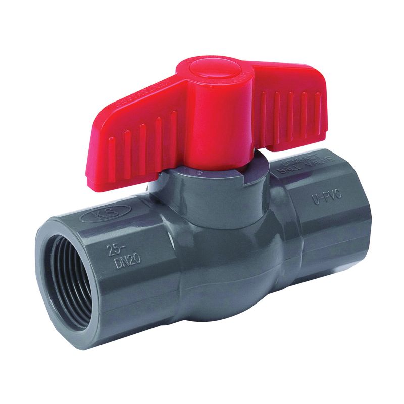 B &amp; K 107-107 Ball Valve, 1-1/2 in Connection, FPT x FPT, 150 psi Pressure, PVC Body Gray