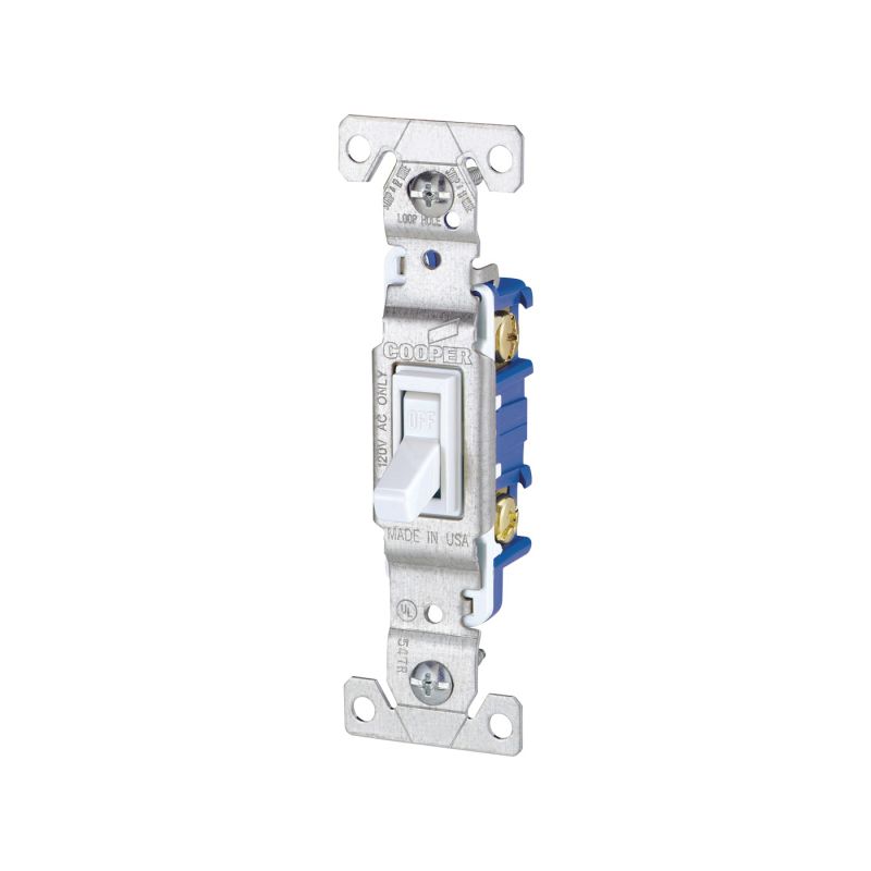 Eaton Wiring Devices 1301W Non-Grounded Toggle Switch, 15 A, 120 V, Polycarbonate Housing Material, White White (Pack of 10)