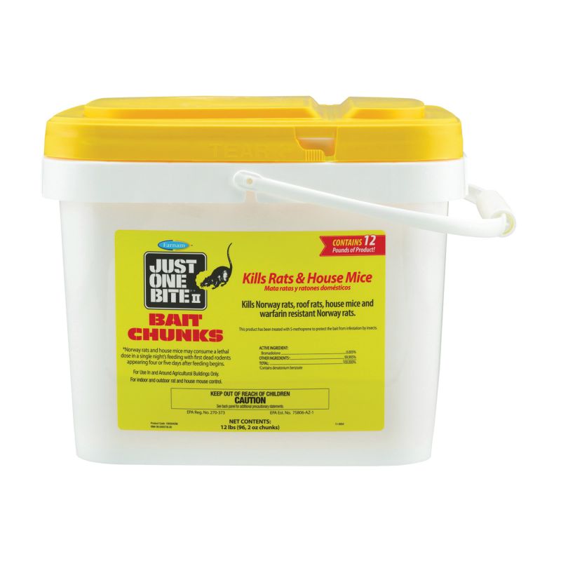 Starbar Just One Bite 100504298 Mouse and Rat Killer, Solid, 12 lb Pail Brown/Yellow