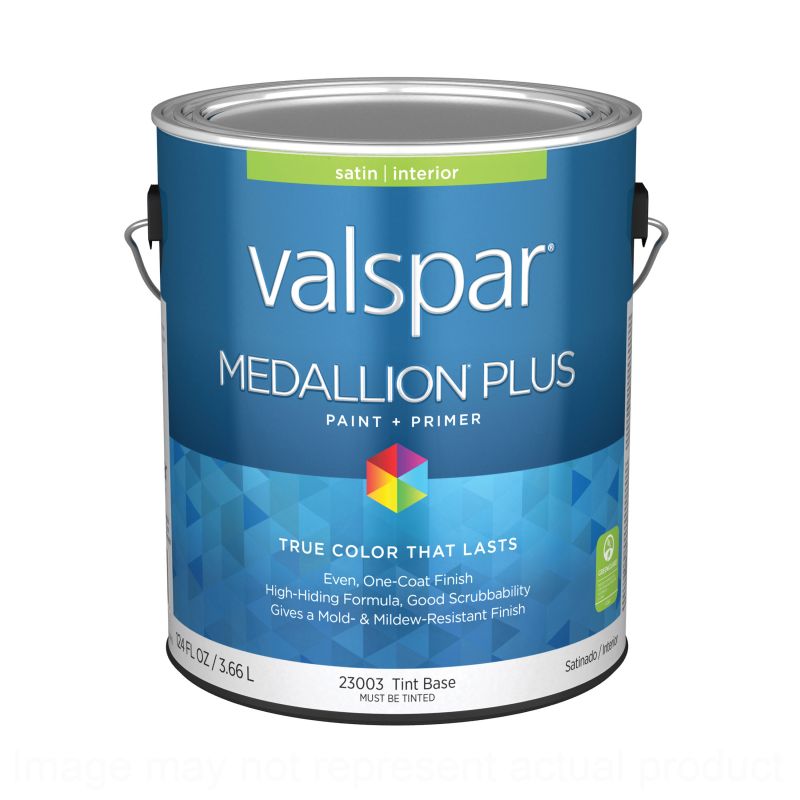 Valspar Medallion Plus 2300 07 Latex Paint, Acrylic Base, Satin Sheen, Tint Base, 1 gal, Plastic Can Tint Base