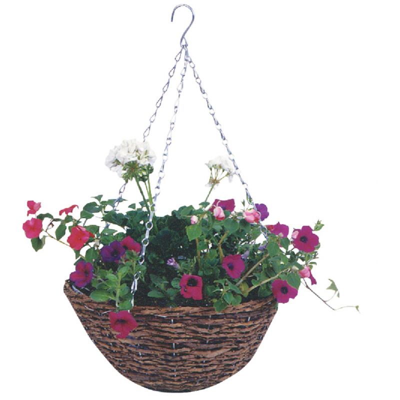 Gardman Rattan Hanging Plant Basket With Plastic Liner