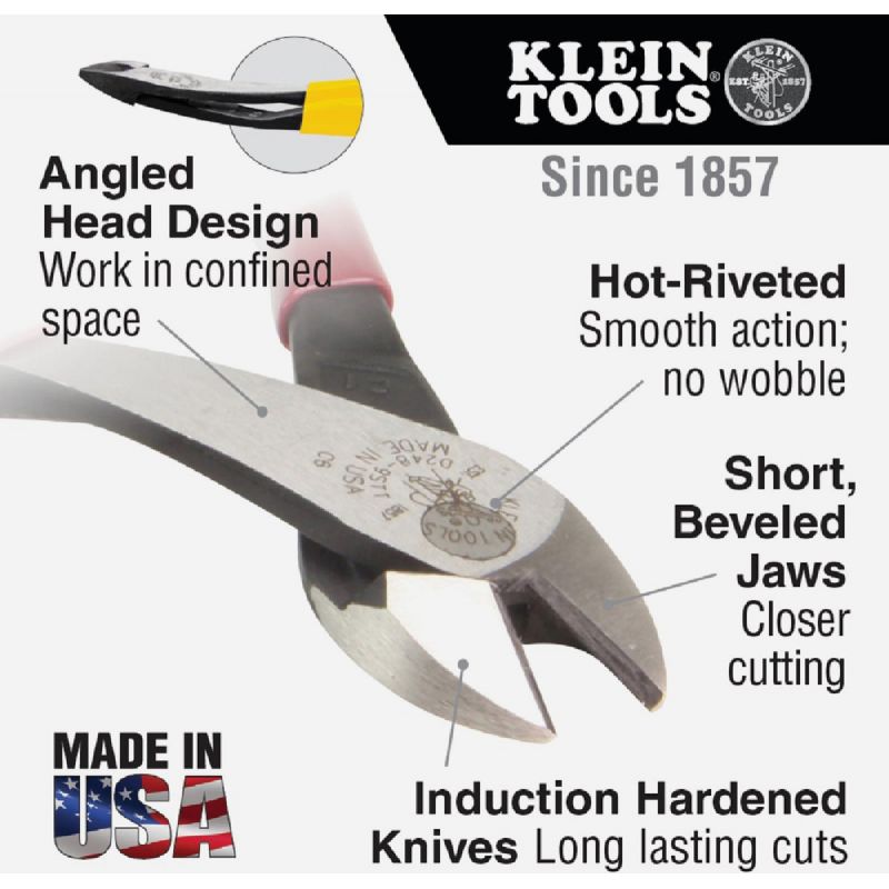 Klein High-Leverage Angled Head Diagonal Cutting Pliers
