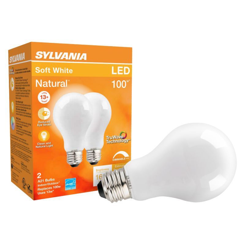 Sylvania 40752 Natural LED Bulb, General Purpose, A21 Lamp, 100 W Equivalent, E26 Lamp Base, Dimmable, Frosted