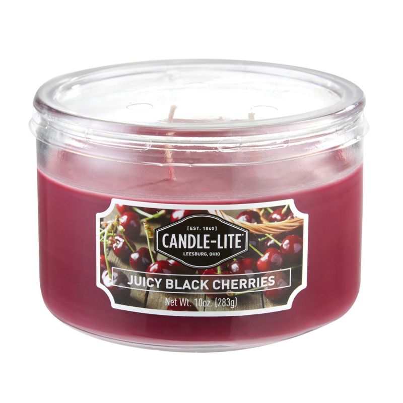 CANDLE-LITE 1879565 Scented Terrace Jar Candle, Juicy Black Cherries Fragrance, Burgundy Candle (Pack of 4)