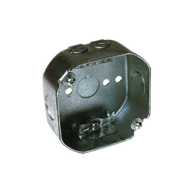 Raco 146 Octagonal Box, 4 in OAW, 1-1/2 in OAD, 4 in OAH, 1-Gang, 3-Knockout, Galvanized Steel Housing Material, Gray Gray