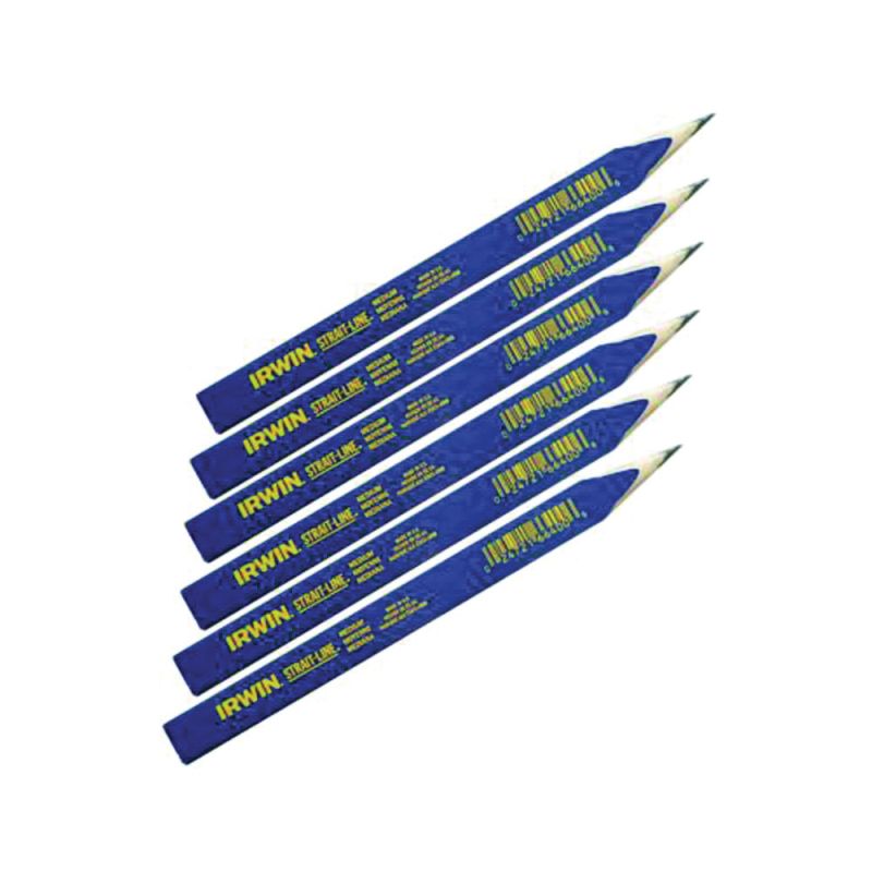 Irwin 66302 Carpenter Pencil, Blue, 7 in L, Wood Barrel Blue