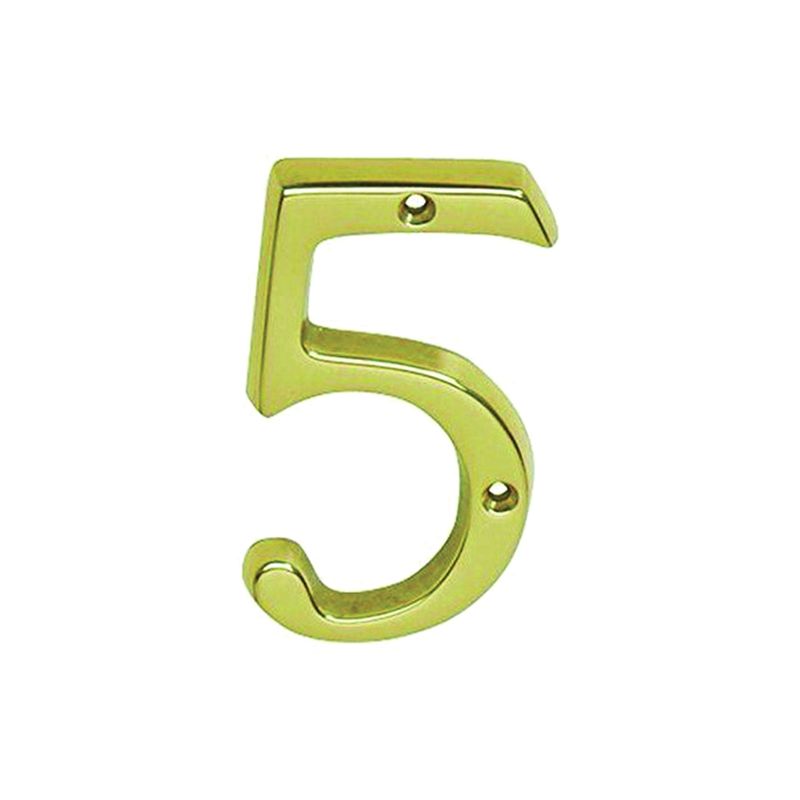 Schlage SC2-3056-605 #5 House Number, Character: 5, 4 in H Character, Brass Character, Brass