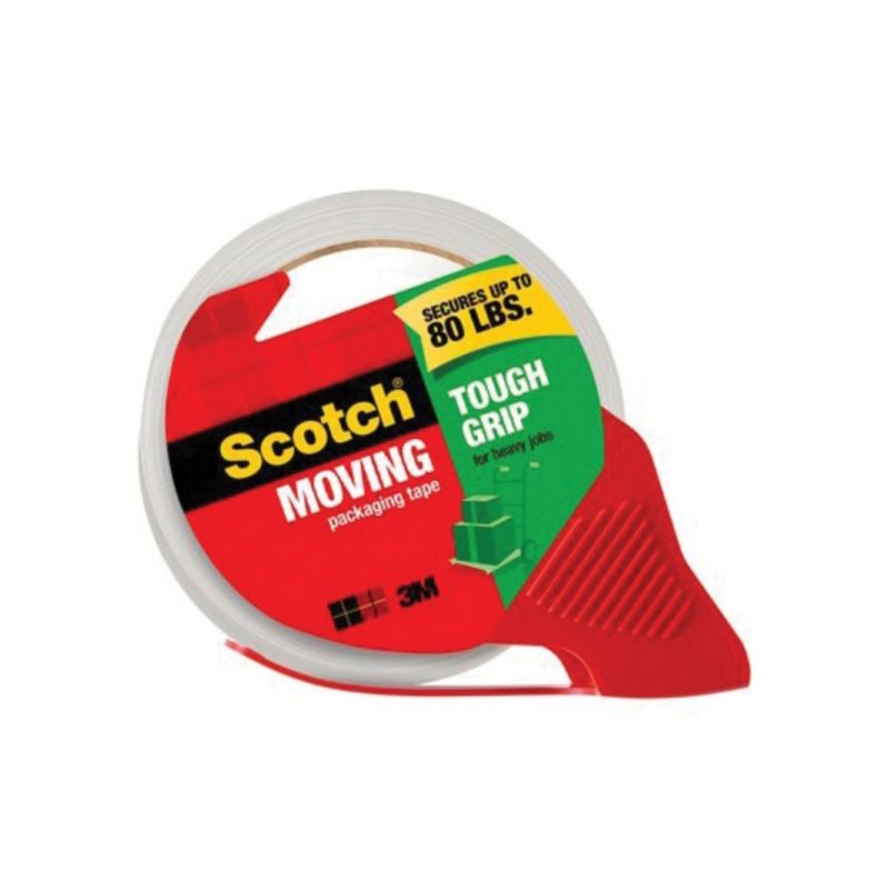 Scotch 3500S-RD Tough Grip Moving Packaging Tape, 38.2 linear yd L, 38.2 yd W, Clear Clear