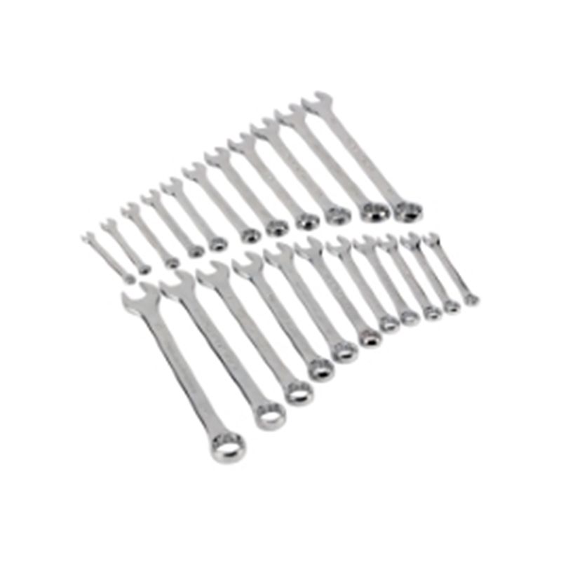 Wilmar W1069 Wrench Set with Rack, 22-Piece, Steel, Polished Chrome, Specifications: SAE, Metric Measurement