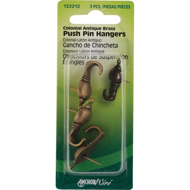 Hillman Anchor Wire Colonial Decorative Push Pin Hanger 20 Lb, Push Pin