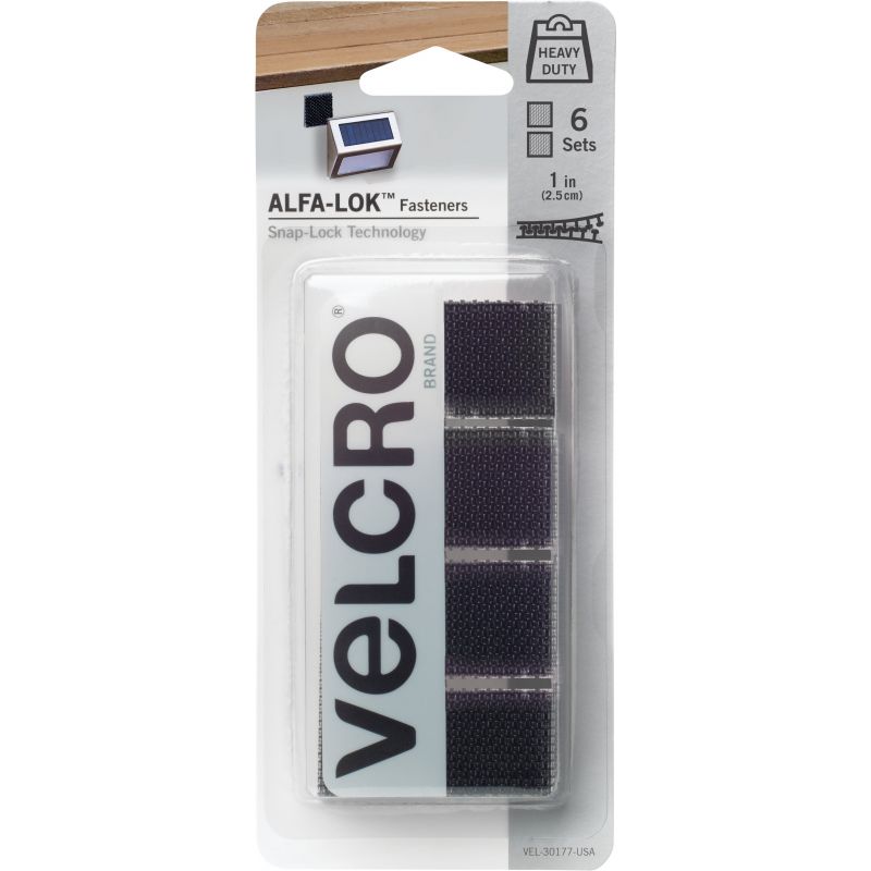 VELCRO Brand Alfa-Lok Hook &amp; Loop Strip Black