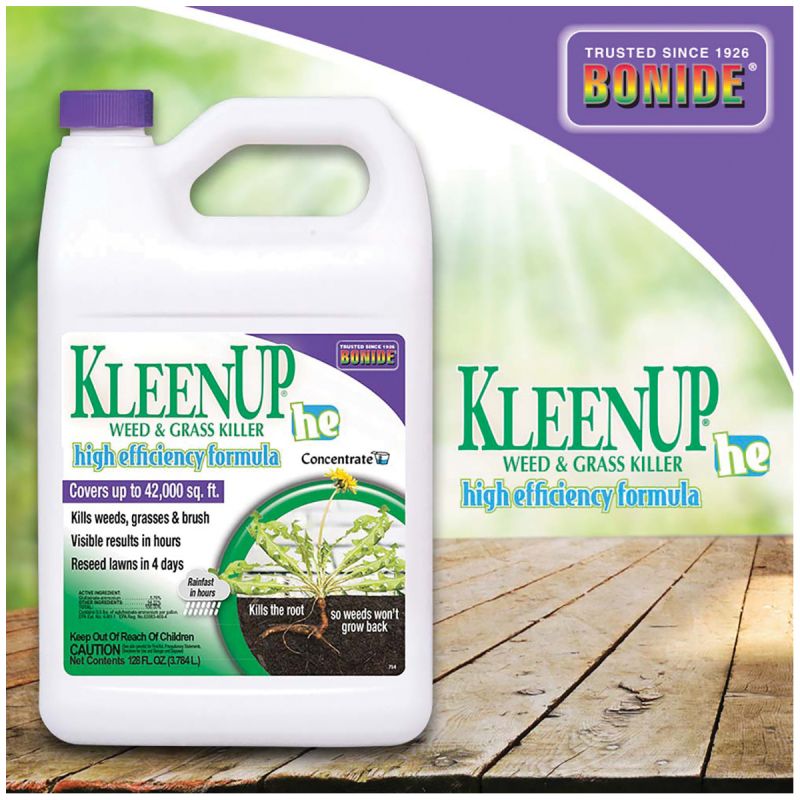 Bonide KleenUp he 754 Weed and Grass Killer Concentrate, Liquid, Amber/Light Brown, 1 gal Amber/Light Brown (Pack of 4)