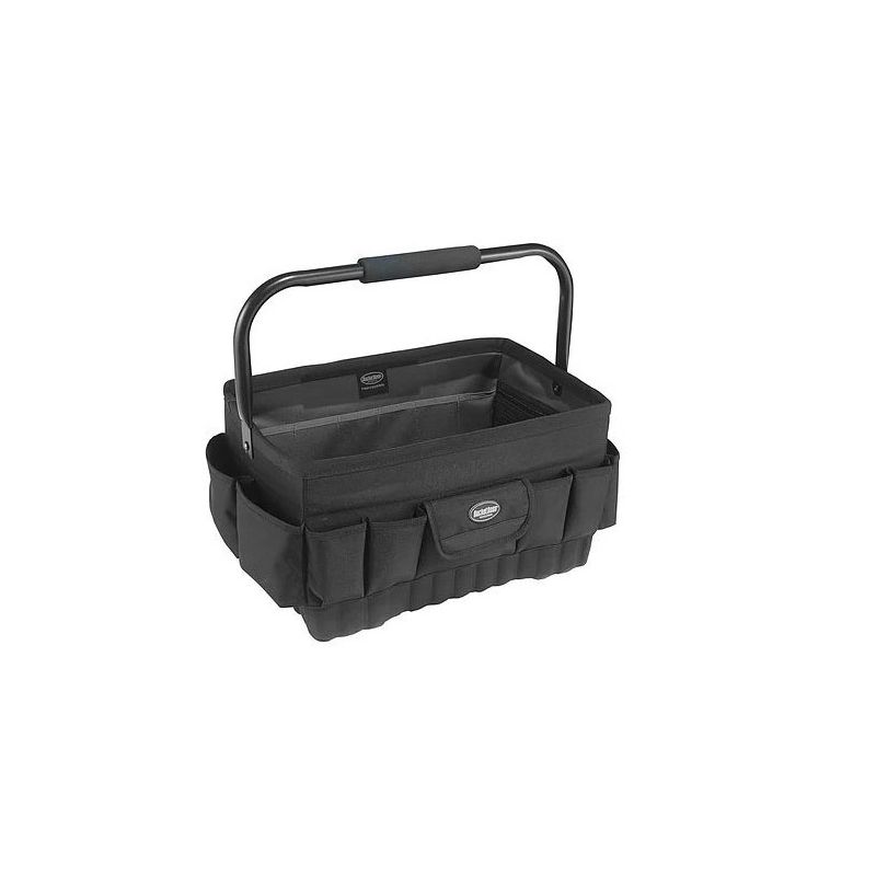 Bucket Boss Professional Series 74018 Tool Tote, 18 in W, 12 in D, 10-1/2 in H, 21-Pocket, Poly Fabric, Black Black