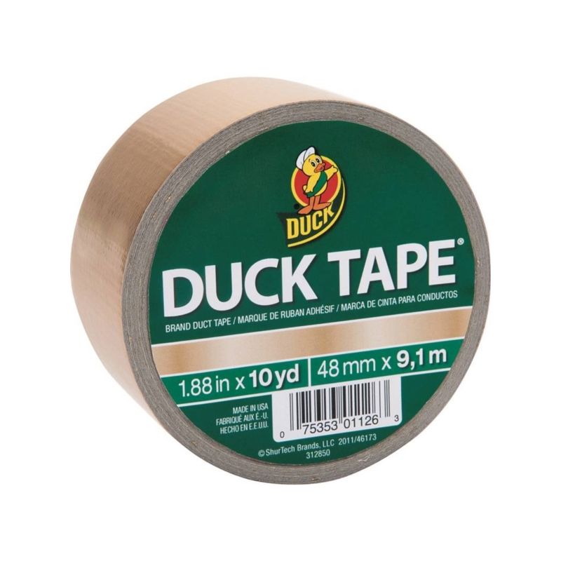 Duck 280748 Duct Tape, 10 yd L, 1.88 in W, Vinyl Backing, Gold Gold