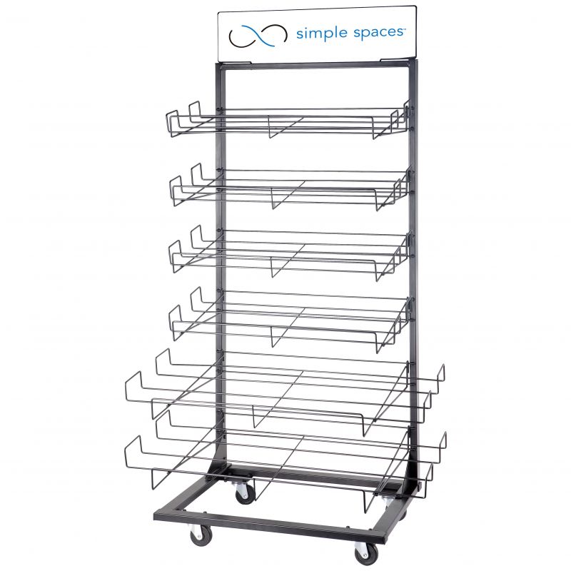 Simple Spaces RK-A01 Door Mat Display Stand, 220 lb, 40-1/2 in OAW, 28-1/2 in OAD, 75-1/4 in OAH, 6-Shelf, Metal Black