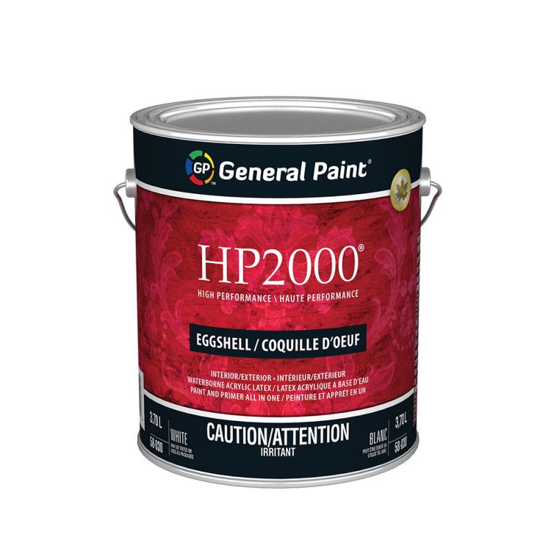 General Paint HP2000 58-030-16 Exterior Paint, Eggshell, White, 1 gal White