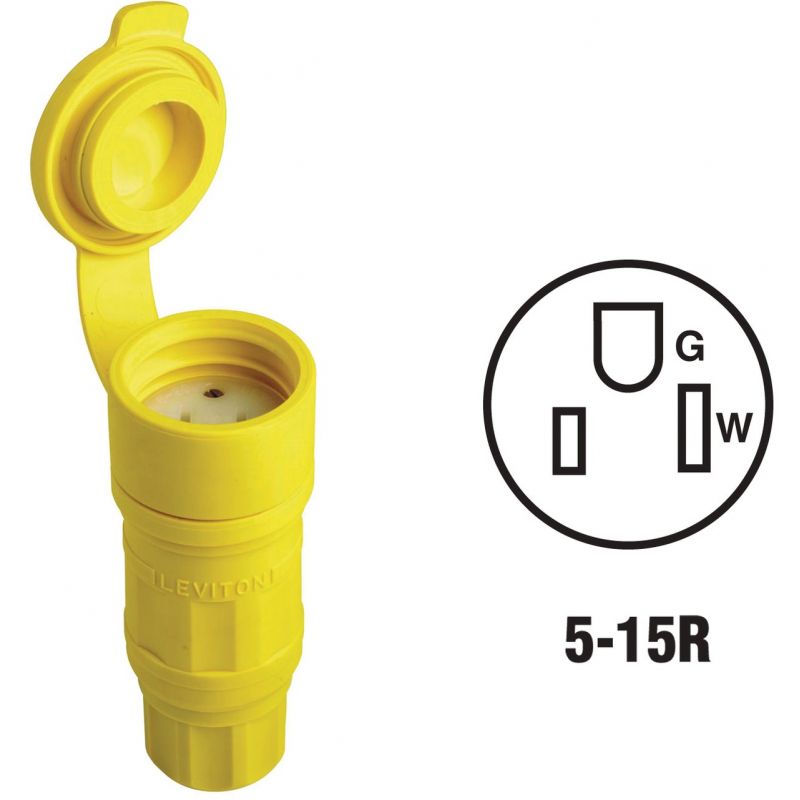 Leviton Wetguard Cord Connector Yellow, 15A