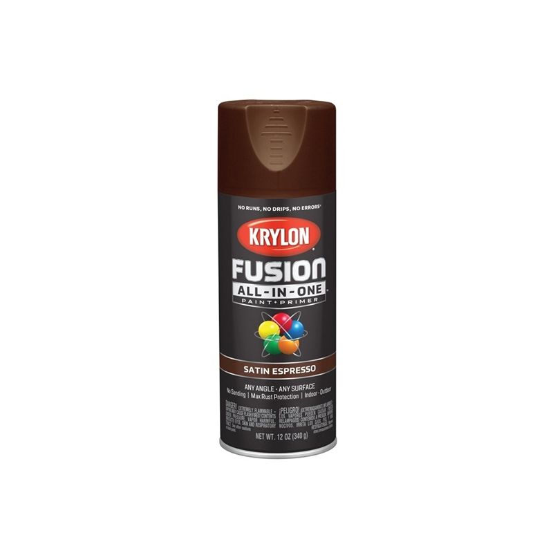 Krylon K02738007 Spray Paint, Satin, Espresso, 12 oz, Can Espresso