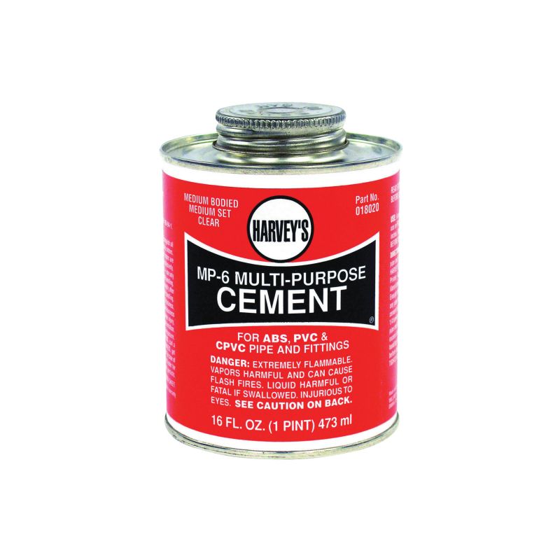 Harvey 18020-12 Solvent Cement, 16 oz Can, Liquid, Milky Clear Milky Clear