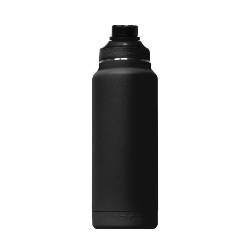 Orca ORCHYD34BK/BK/BK Hydration Bottle, 34 oz, 18/8 Stainless Steel, Black, Powder-Coated 34 Oz, Black