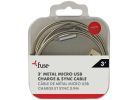 Fuse Micro USB Metal Charging &amp; Sync Cable Metallic