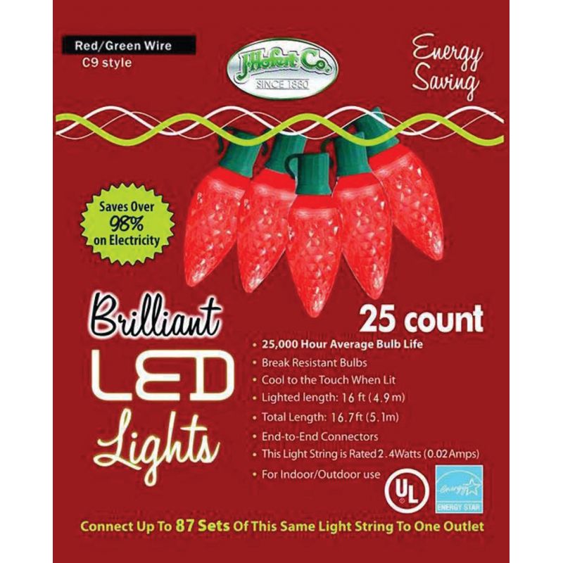 J Hofert Red 25-Bulb C9 LED Light Set