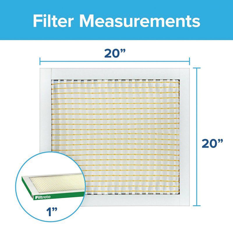 Filtrete 702-4 Pleated Air Filter, 20 in L, 20 in W, 8 MERV, 700 MPR, Fiberglass Frame (Pack of 4)