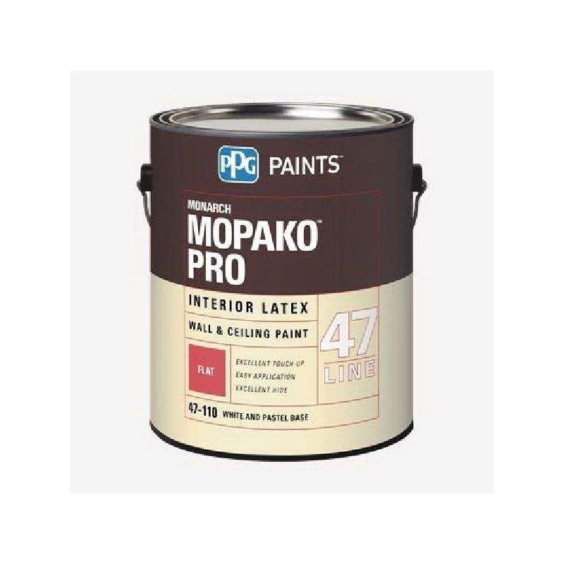 PPG MOPAKO PRO 47-1110/05 Interior Paint, Flat, White, 5 gal, 400 sq-ft Coverage Area White