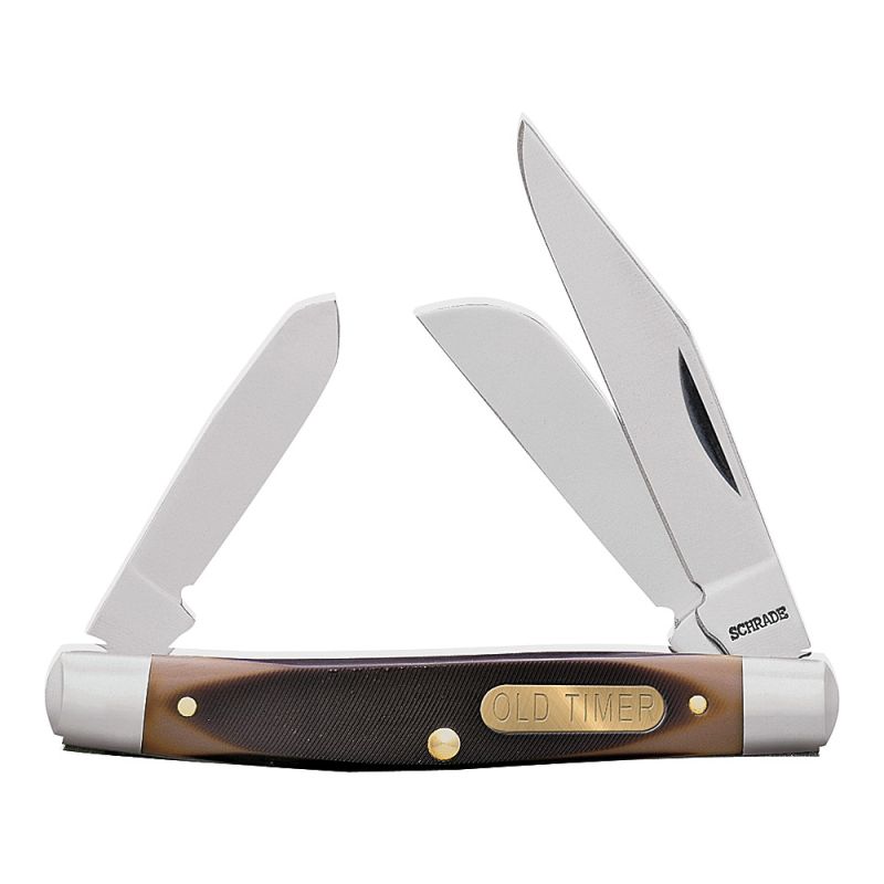 OLD TIMER 34OT Folding Pocket Knife, 2.4 in L Blade, 7Cr17 High Carbon Stainless Steel Blade, 3-Blade 2.4 In