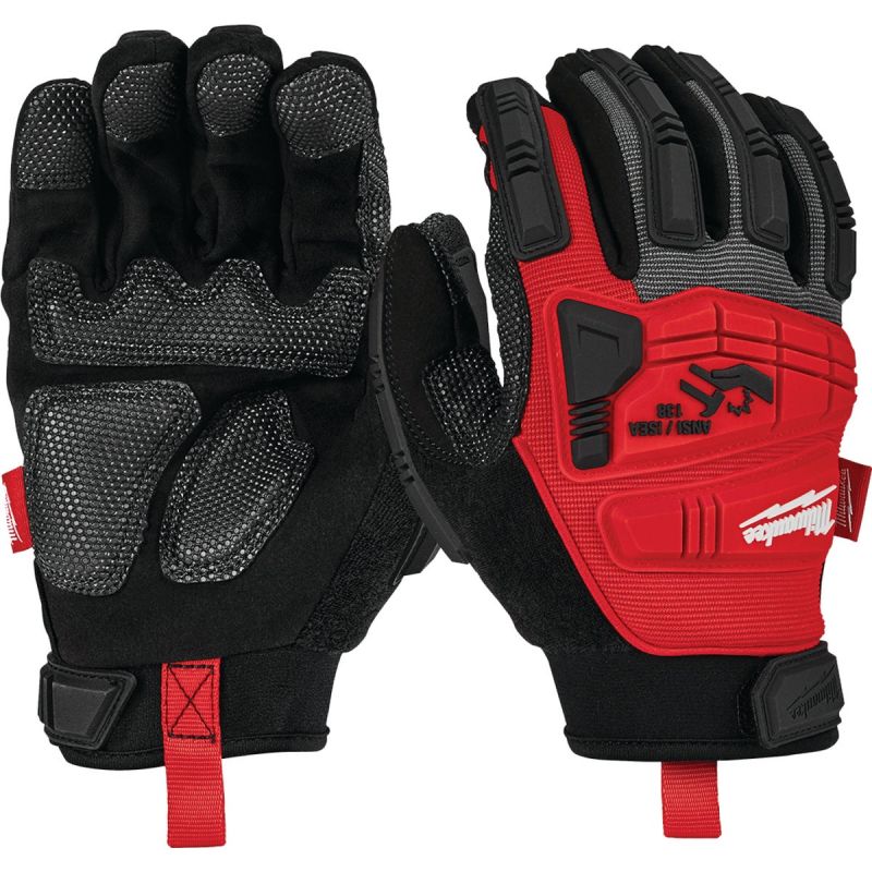 Milwaukee Impact Demolition Work Gloves L, Red &amp; Black
