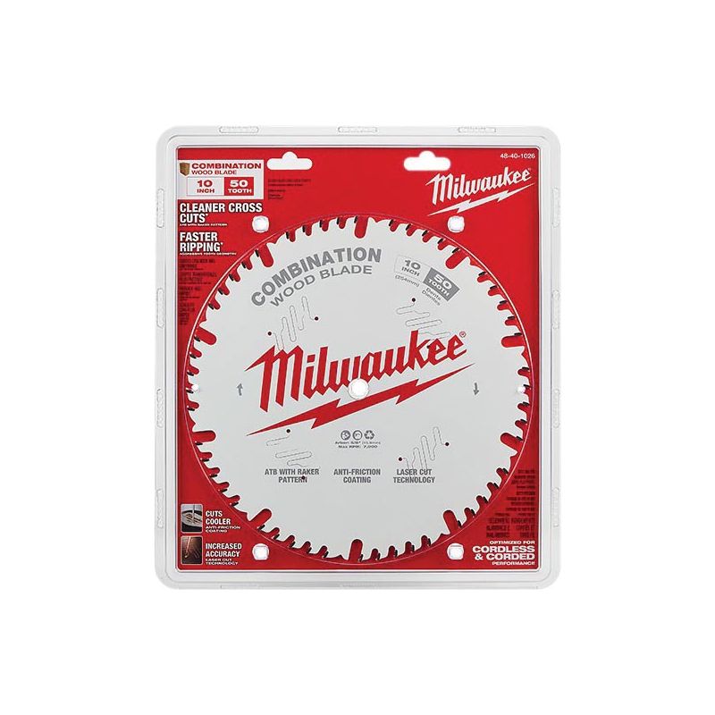 Milwaukee 48-40-1024 Circular Saw Blade, 10 in Dia, 5/8 in Arbor, 40-Teeth, Carbide Cutting Edge