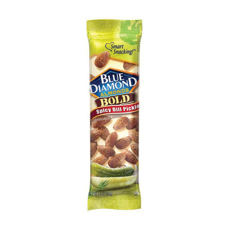 Blue Diamond BOLD Series 714322 Almonds, Spicy Dill Pickle Flavor, 1.5 oz Tube