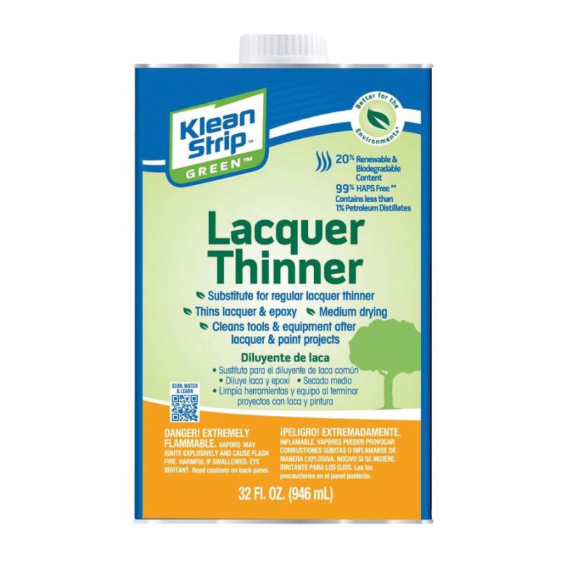 Klean Strip QKGL75009 Lacquer Thinner, Liquid, Water White, 1 qt, Can Water White (Pack of 6)