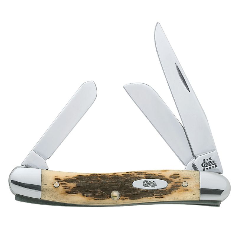 Case Amber Bone SS Medium Stockman Pocket Knife Amber, 2.57 In., 1.88 In., 1.71 In.