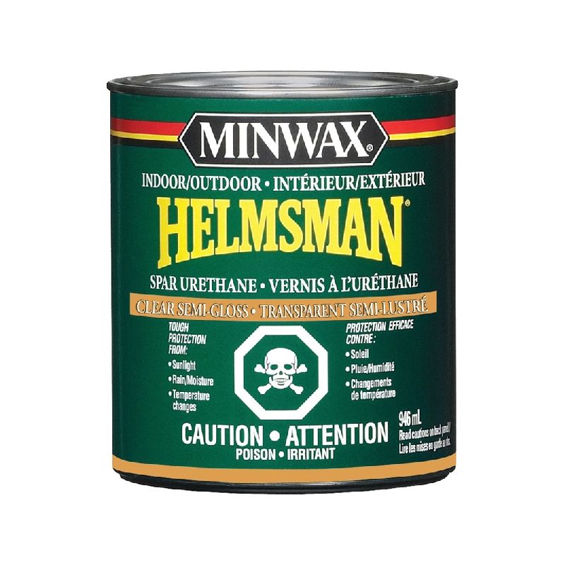 Minwax Helmsman 41003M444 Spar Urethane, Semi-Gloss, Clear, 946 mL, Can Clear