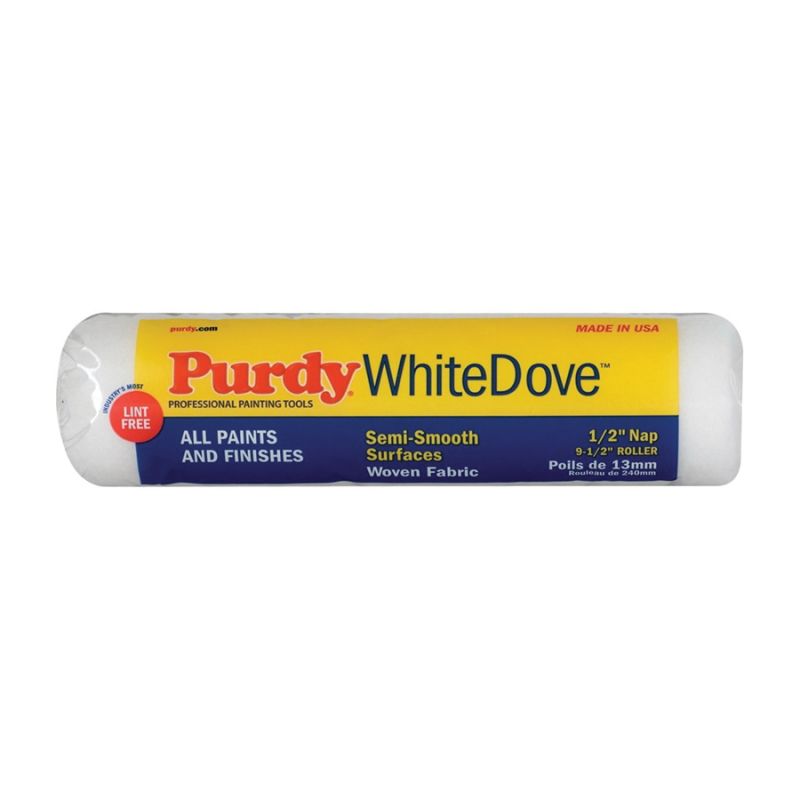Purdy White Dove 137670M93 Roller Cover, 1/2 in Thick Nap, 9-1/2 in L, Woven Dralon Fabric Cover