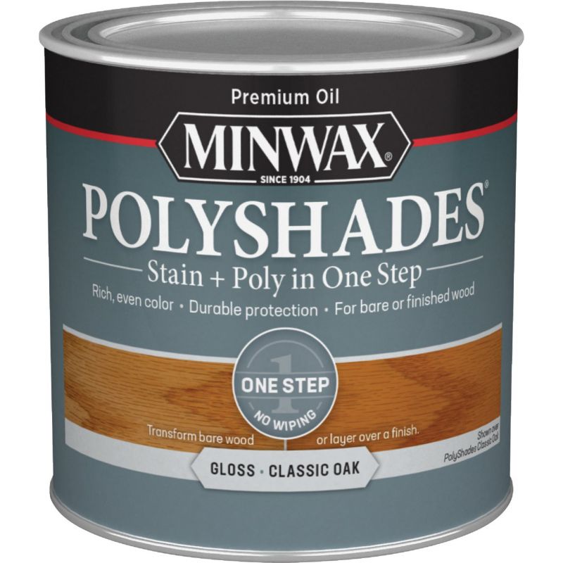 Minwax Polyshades Stain &amp; Finish Polyurethane In 1-Step Classic Oak, 1/2 Pt.