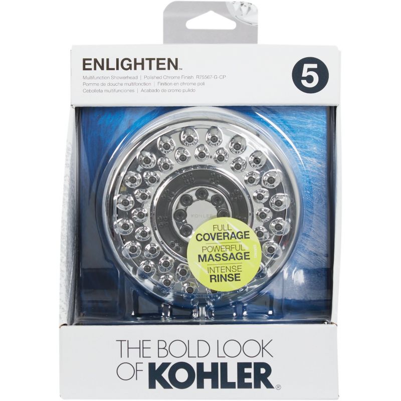 Kohler Enlighten Multifunction 5-Spray Fixed Showerhead