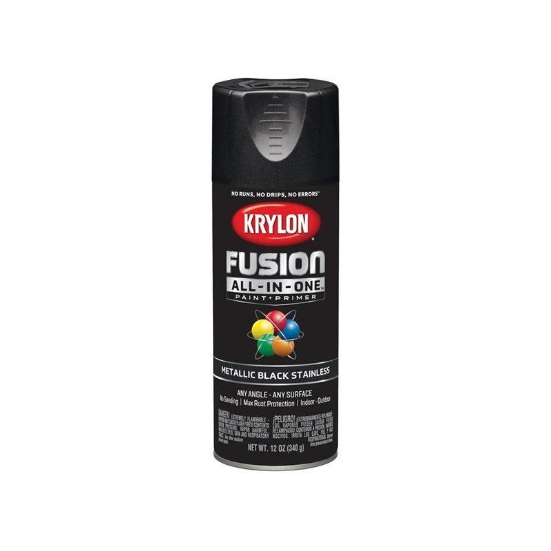 Krylon K02790007 Spray Paint, Metallic, Black Stainless, 12 oz, Can Black Stainless
