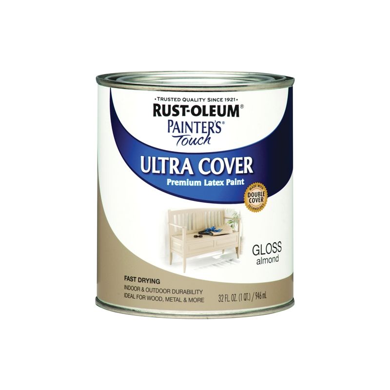 Rust-Oleum 1994502 Enamel Paint, Water, Gloss, Almond, 1 qt, Can, 120 sq-ft Coverage Area Almond