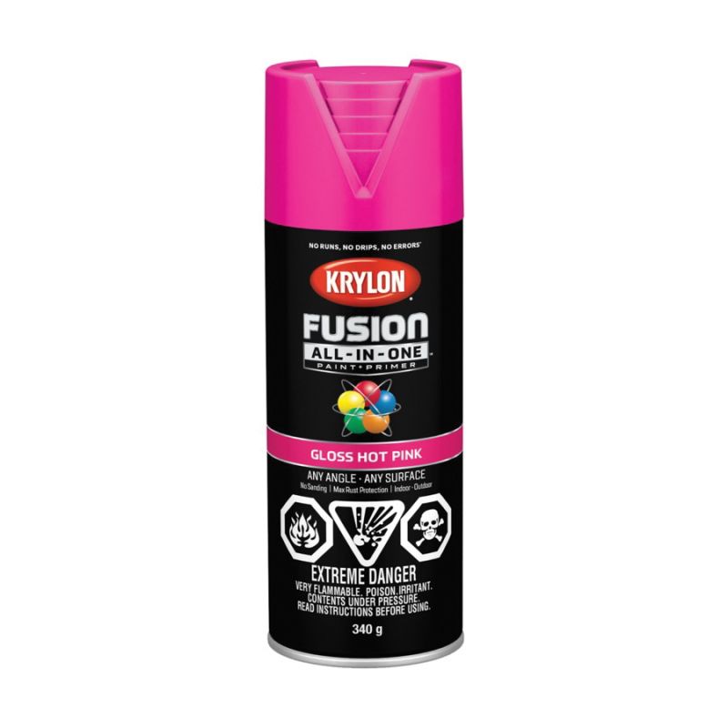 Krylon 427080007 Spray Paint, Gloss, Hot Pink, 12 oz, Can Hot Pink