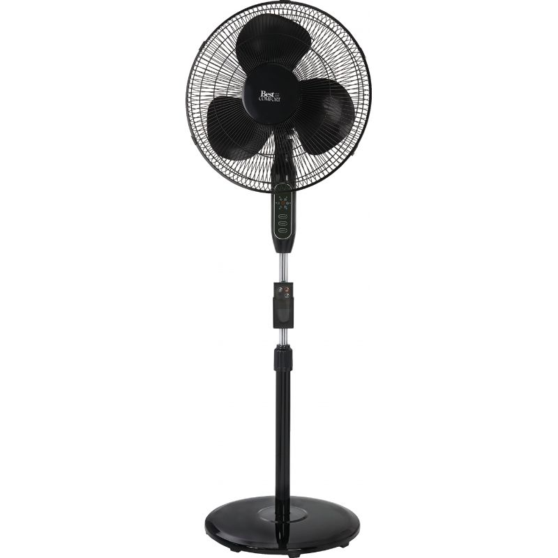 Best Comfort 16 In. Oscillating Pedestal Fan With Remote Control Black