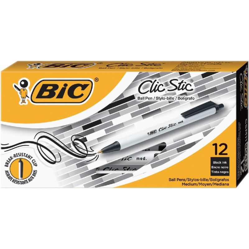 Bic Clic Stic Retractable Ball Pen Black