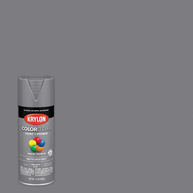 Krylon ColorMaxx Spray Paint + Primer Deep Gray, 12 Oz.