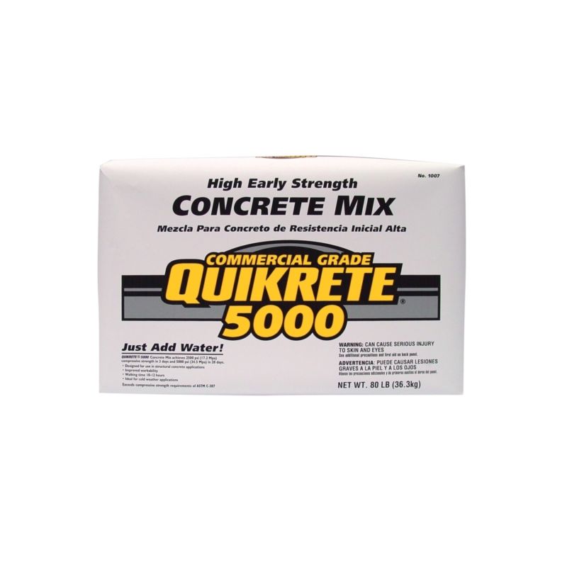 Quikrete 5000 Series 1007-00 Cement Mix, Gray/Gray-Brown, Granular Solid, 80 lb Bag Gray/Gray-Brown