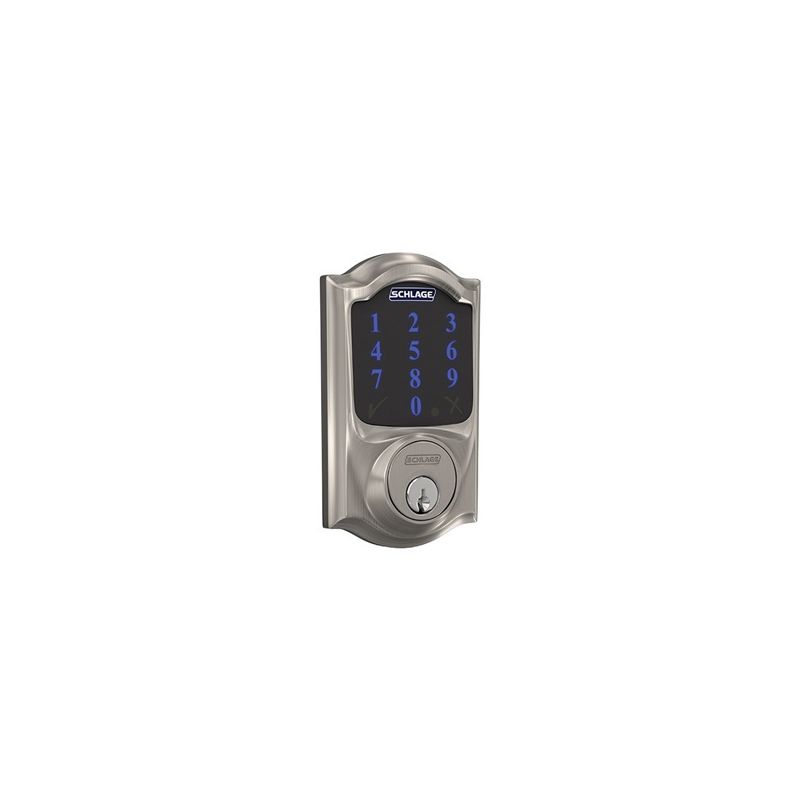Schlage Connect Series BE469ZP V CAM 619 Electronic Deadbolt, Satin Nickel, Residential, 1 Grade, Metal, Keypad Included